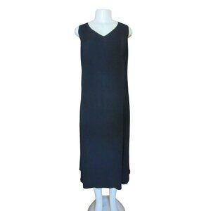 Eileen Fisher Woman Sleeveless Midi Black Silk Dress Size 1X